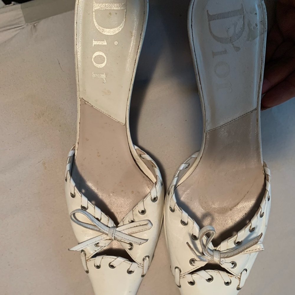 Vintage Christian Dior white sexy peep toe heel